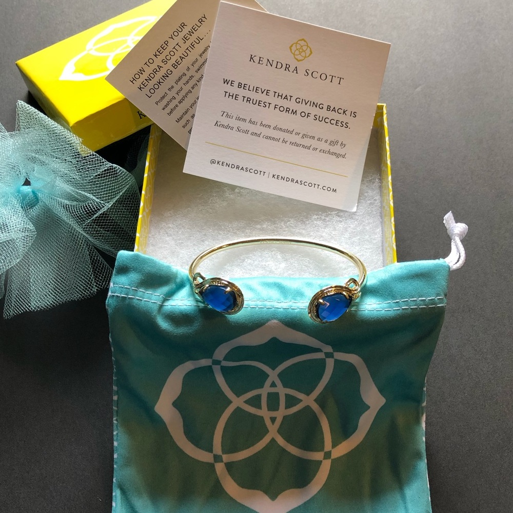 Kendra Scott Gold Pinch Cuff Bracelet Blue Stone